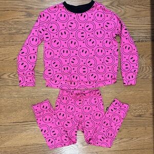 Pixielane Pink Smiley Face Kids Pajamas 3T LIKE NEW